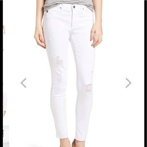AG Adriano Goldschmied White The Legging Ankle Super Skinny Destroyed Jeans